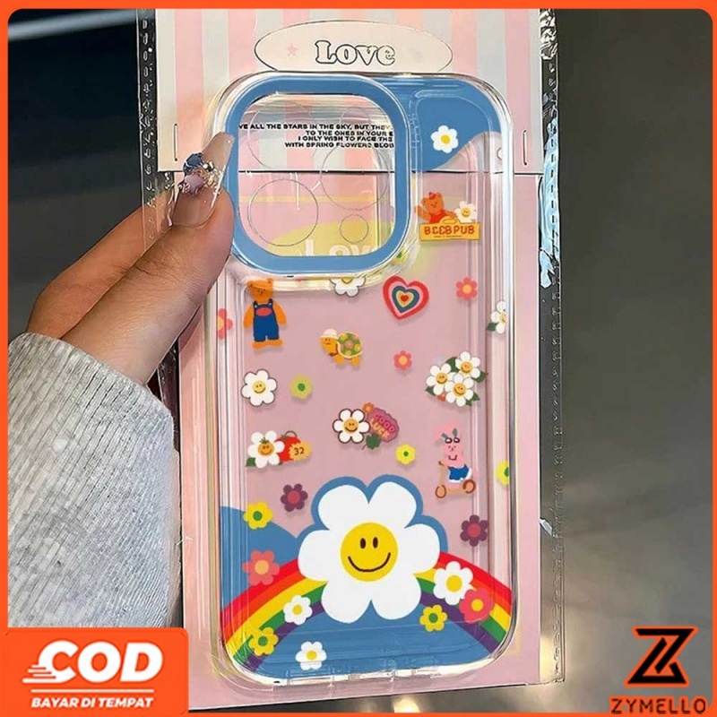 สําหรับ OPPO Reno 15F Reno 14F Reno 14 Pro Reno 13F Reno12 F Reno 11F Reno 10 Reno 8Z Reno 7Z Reno 8T 5G Reno 6z ง่ายสายรุ้งดอกทานตะวันโปร่งใสกันกระแทก TPU mob