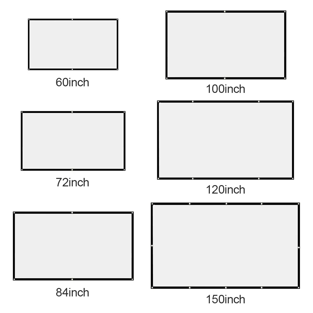 60/72/84/100/120/150 นิ้วความละเอียดสูง Simple Home โปรเจคเตอร์หน้าจอพับ Anti Glare แบบพกพาโปรเจคเตอร์ผ้าม่านหน้าจอ