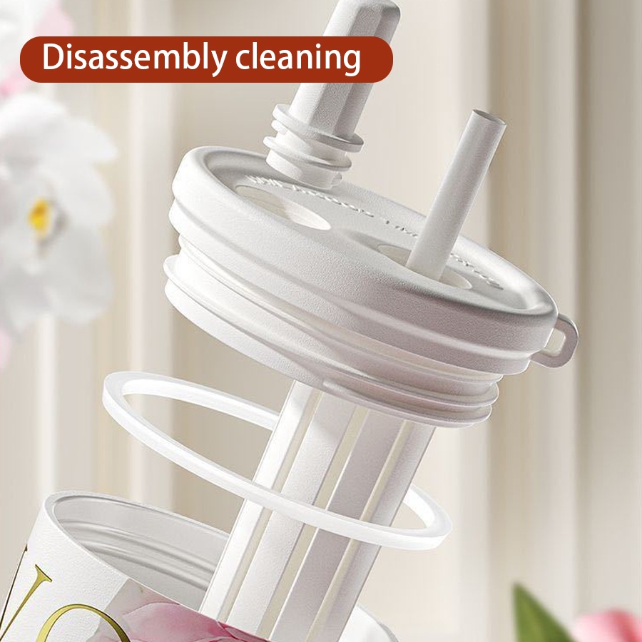 PISUZ WAY （26oz/780ml）แก้วกาแฟสแตนเลสซับเซรามิกพร้อมฝาปิดกระติกน้ําสูญญากาศ Tumbler Floral Series - รูปที่ 6