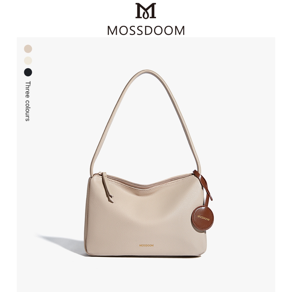 MOSSDOOM Yerry Bag กระเป๋าสะพายไหล่สตรีหนังนุ่มสบาย พร้อมป้ายโลโก้แบรนด์ เพิ่มความมินิมอล