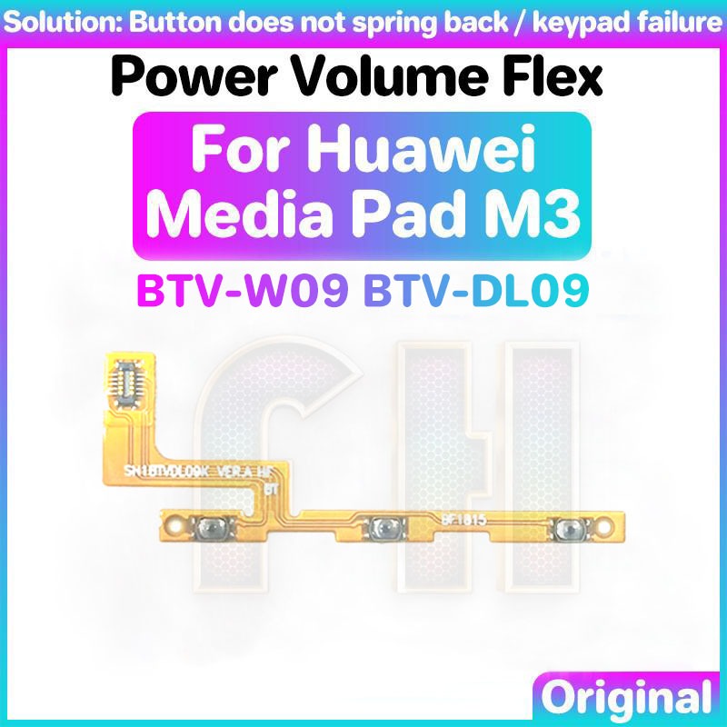 ปุ่มปรับระดับเสียง Flex สําหรับ Huawei Media Pad MediaPad M3 BTV-W09 BTV-DL09 สวิทช์ ON OFF Key Mute ปุ่มริบบิ้น Flex สาย