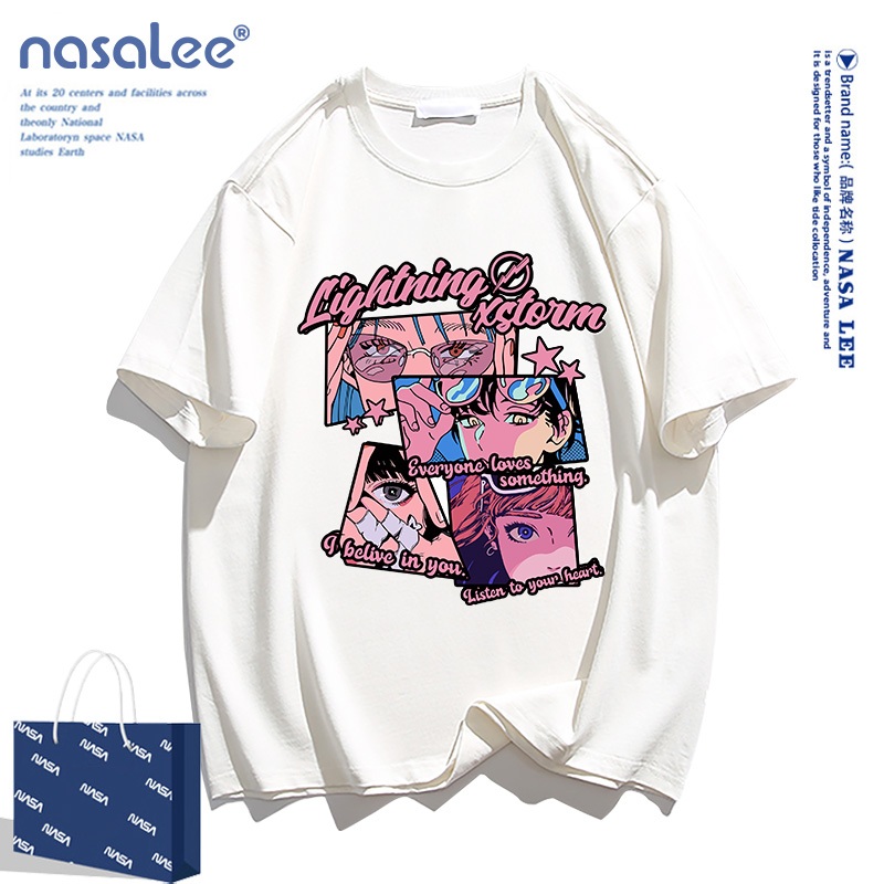 เสื้อยืด Unisex NASA อเมริกันวินเทจ ศิลปะกราฟฟิตี หน้าร้อน ใส่สบาย หลวมๆ ใส่คู่กับอะไรก็ได้ พร้อมส่ง