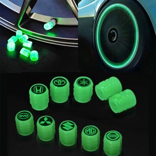 [4 ชิ้น] Universal Luminous วาล์วพลาสติกรถล้อ tyre วาล์วหมวก ABS ป้องกันฝุ่นตกแต่งยางอุปกรณ์เสริมยางฝาครอบวาล์วเหมาะสําหรับรถรถจักรยานยนต์จักรยานรถ ac