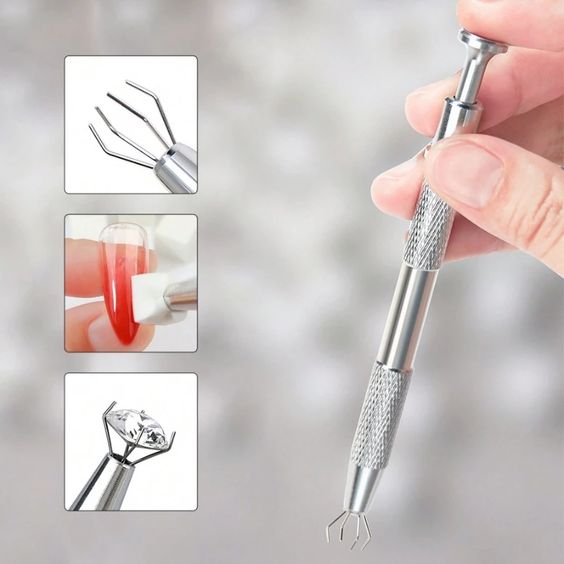 【Local】ฟองน้ําแต่งหน้า Grabber ชุดเครื่องมือหนีบฟองน้ําสําหรับ Pat กาวเล็บแปรงเจลขัดเล็บฟองน้ําคว้าปากกาเล็บเครื่องมือ