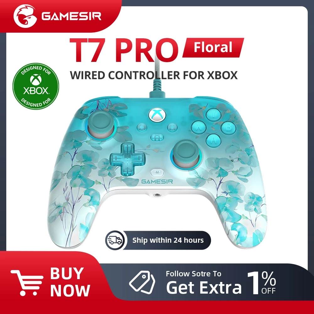 GameSir T7 PRO คอนโทรลเลอร์เกมแพดไร้สายลายดอกไม้พร้อมบลูทูธสําหรับ XBOX Series X/S XBOX One Windows 10/11