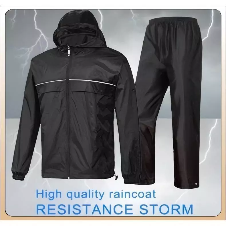 OUTDOORMORE Raincoat suit เสื้อกันฝนสำหรับผู้ใหญ่ มีแถบสะท้อนแสง รุ่นหมวกติดเสื้อ ชุดกันฝน ใช้ได้ทั้งผู้ชายและผู้หญิง Waterproof Rain Suit