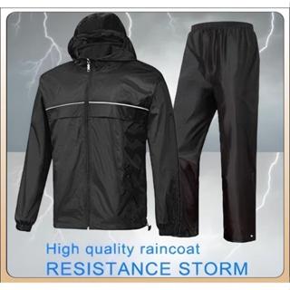 OUTDOORMORE Raincoat suit เสื้อกันฝนสำหรับผู้ใหญ่ มีแถบสะท้อ…