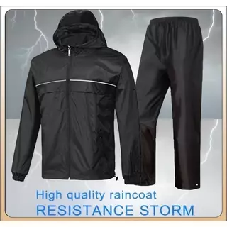 OUTDOORMORE Raincoat suit เสื้อกันฝนสำหรับผู้ใหญ่ มีแถบสะท้อนแสง รุ่นหมวกติดเสื้อ ชุดกันฝน ใช้ได้ทั้งผู้ชายและผู้หญิง Waterproof Rain Suit