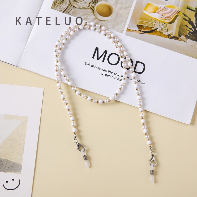 คาเทลูโอ ลูกปัดแว่นตาโซ่สำหรับผู้หญิงและสาว มัลติฟังก์ชั่นหน้ากากแว่นตาเชือกเส้นเล็กแว่นกันแดดผู้ถือสายรอบคอลูกปัดหน้ากากโซ่หนีบสร้อยคอมัลติฟังก์ชั่น