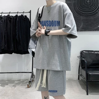 ModMenชุดเซ็ตผู้ชาย แขนสั้น+ ขาสั้น ผ้ายืด ลายปักตัวอักษร ทรงหลวม สไตล์ใหม่ในฤดูร้อน สไตล์เกาหลี ใส่สบาย คู่รักรุ่นเดียวกัน มีหลายขนา ผ้าวาฟเฟิล สุดฮิตแฟชั่น จัดส่งในกรุงเทพฯ มี4สี