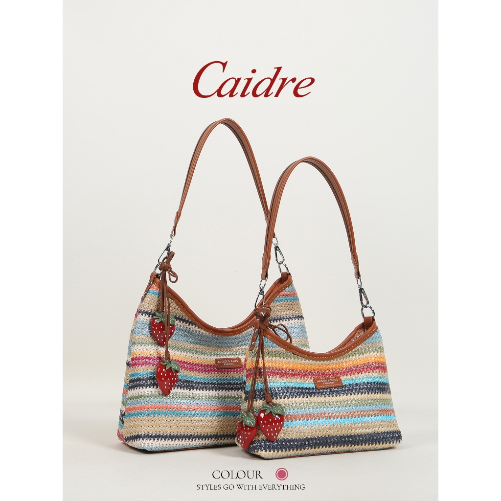 Caidre حقيبة قش ملونة قوس قزح — صورة 3