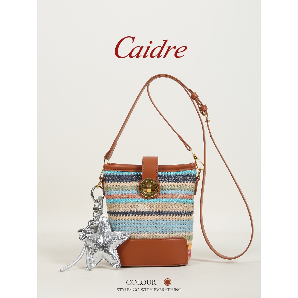 Caidre Rainbowทอฟางกระเป๋าหญิงไหล่Crossbodyกระเป๋าโทรศัพท์มือถือ