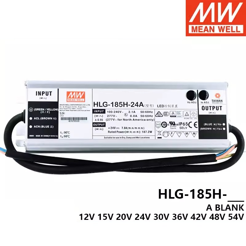 Original MEAN WELL LED switching power supply HLG-185H HLG-185H-24A HLG-185H-36A HLG-185H-48A HLG-18
