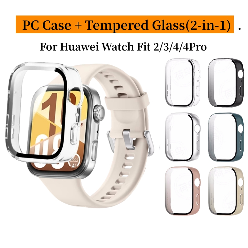 ฟิล์ม 2in1 + PC สําหรับ Huawei Watch Fit 5/5Pro/4/4Pro/3/2/Honor ES กระจกเต็มจอ พร้อมเคสกันกระแทกฝาครอบป้องกัน