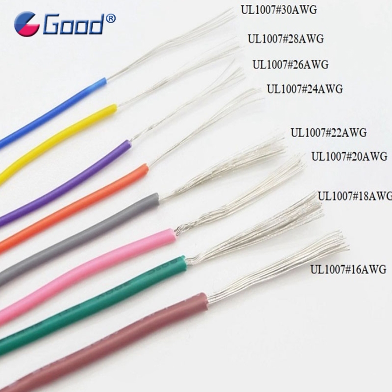 UL1007 สายไฟอิเล็กทรอนิกส์ทองแดง PVC ฉนวนสาย LED โคมไฟ 16AWG 18AWG 20AWG 22AWG 24AWG 26AWG 28AWG 30A