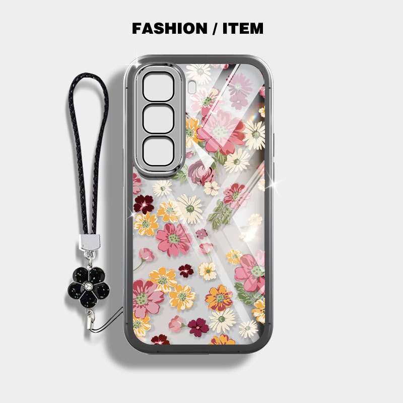 YBD เคสโทรศัพท์สําหรับ infinix Hot 60i Hot 60 Pro + Hot 50 Pro + ITEL Power 70 X6726 X6728 X6728B X6885 X6886 ทิวลิปดอกไม้โปร่งใสด้านล่าง Shell