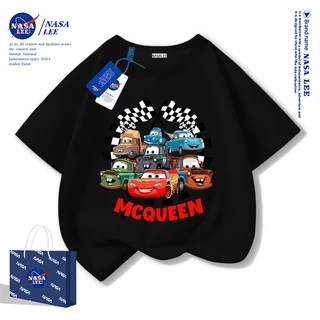 [จัดส่ง 48 ชั่วโมง] ผ้าฝ้ายแท้หลวม นาซ่า อเมริกันเสื้อยืดฤดูร้อนเด็กรถยนต์ระบายอากาศเป็นมิตรกับผิวแขนสั้น
