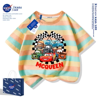 [จัดส่ง 48 ชั่วโมง] ผ้าฝ้ายแท้หลวม นาซ่า อเมริกันเสื้อยืดฤดูร้อนเด็กรถยนต์ระบายอากาศเป็นมิตรกับผิวแขนสั้น