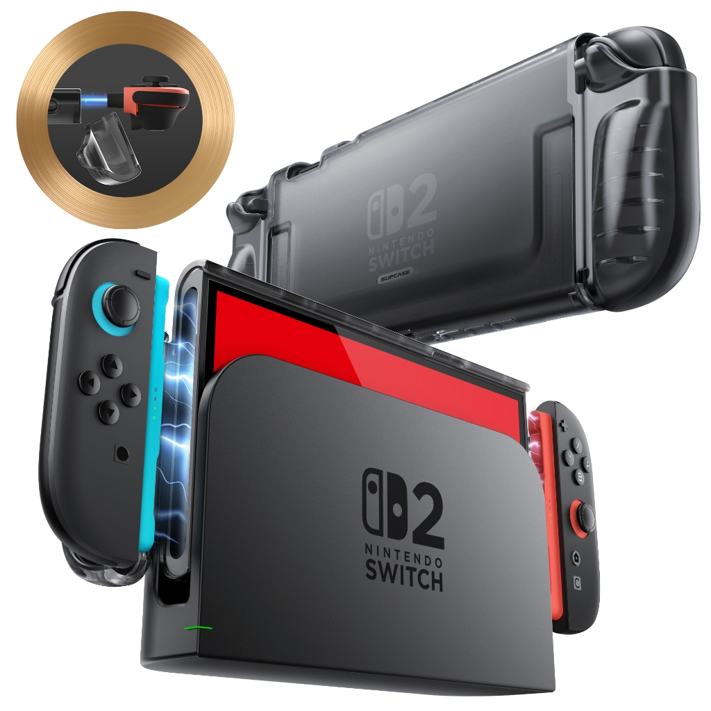 SUPCASE เคสใสสําหรับ Nintendo Switch 2 2025 คริสตัลฝาครอบใสป้องกันพร้อมการออกแบบ Joy Con ที่วางจําหน่ายอย่างรวดเร็วและด้ามจับ TPU เข้ากันได้กับคอนโซล Nintendo Switch ใหม่ 2 7.9 นิ้ว