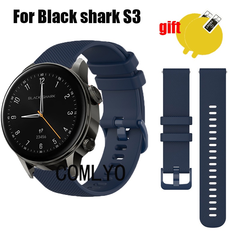สําหรับ Black Shark S3 สมาร์ทสายนาฬิกาซิลิโคนกีฬาผู้หญิง MEN Band สร้อยข้อมือเข็มขัดป้องกันหน้าจอฟิล์ม