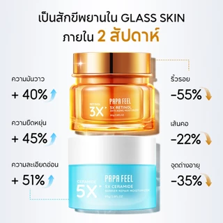 PAPA FEEL [เช้า C เย็น A] 3X Retinol + 5X Ceramide Barrier Moisturizer 80g | ทำให้ผิวเต่งตึง | ลดริ้วรอย | ผิวเนียน ชุ่มชื้น | ผิวสงบลง | ผิวแพ้ง่าย