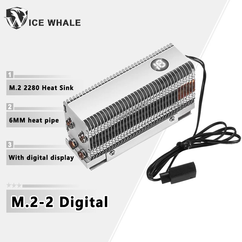 ICE Whale M.2-2 ดิจิตอล Dual ท่อความร้อนฮีทซิงค์ M.2 2280 NVME SSD Cooler พร้อมแผ่นความร้อนอุปกรณ์เสริมคอมพิวเตอร์