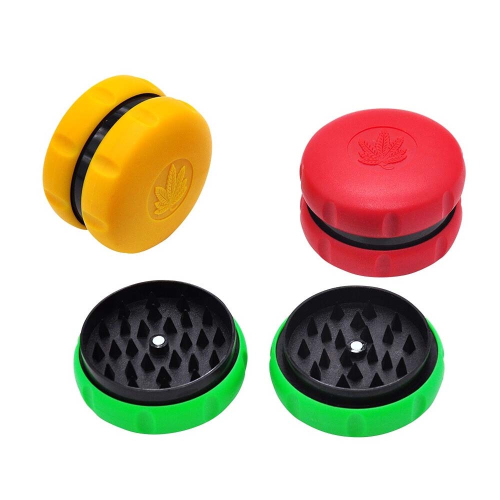 Grinder เครื่องบดสมุนไพร พลาสติก รูปแฮมเบอร์เกอร์ 2 ชั้น ขนาด 60 มม. สุ่มสี