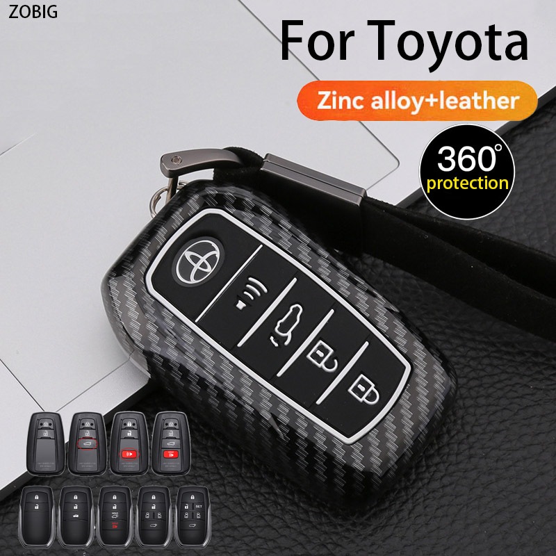 ZOBIG ABS สําหรับ Toyota Key fob พร้อมพวงกุญแจรถอุปกรณ์เสริม Key Shell ป้องกันสําหรับ 2019-2025 Toyota CHR Alphard Camry Avalon RAV4 hellfire Hilux Fortuner Corolla Cross