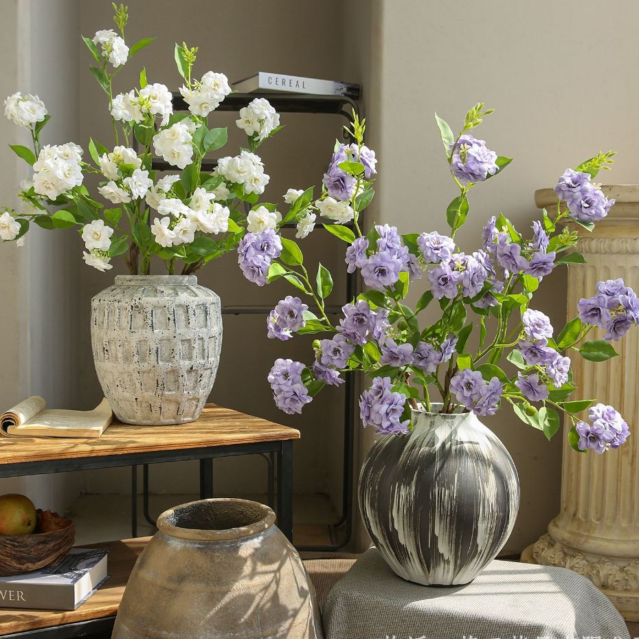 ดอกไม้จําลองหลายหัว Camellia Pastoral Zen จีนจําลองดอกไม้ผ้าไหมเครื่องประดับห้องนั่งเล่นเครื่องประดับตกแต่งนุ่ม