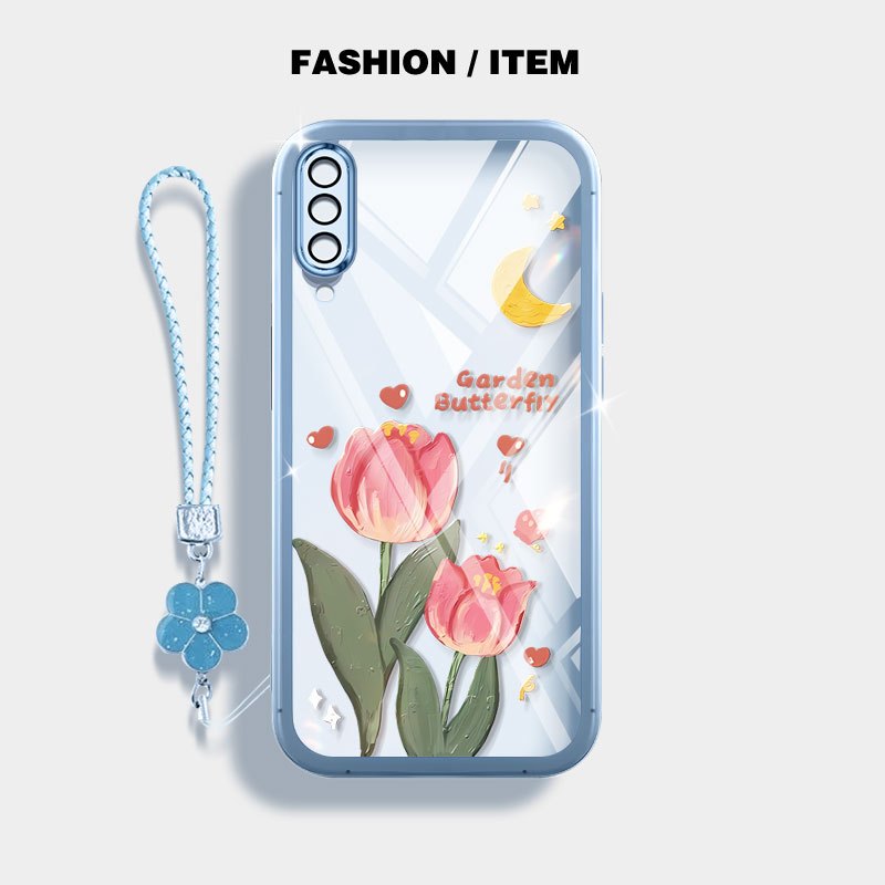 YBD เคสโทรศัพท์สําหรับ Samsung Galaxy A50 A50S A30S A307 A03S A02S M02S A025 A307 ทิวลิปดอกไม้โปร่งใ