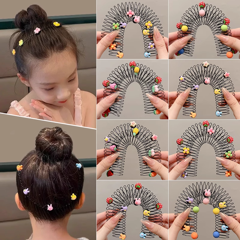 เด็กน่ารักผมหักจัดผมเครื่องมือที่มีประโยชน์ขยายที่มองไม่เห็นการ์ตูนดึงหวี