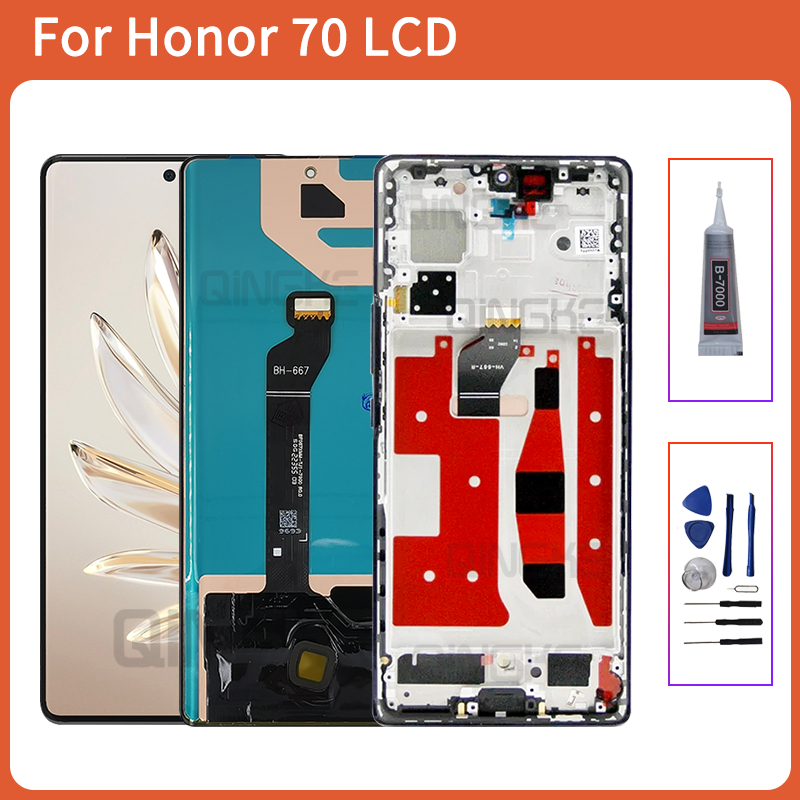 สําหรับ Honor 70 LCD FNE-AN00 จอแสดงผล OLED Touch Screen Digitizer Assembly สําหรับ Honor 70 LCD กรอ