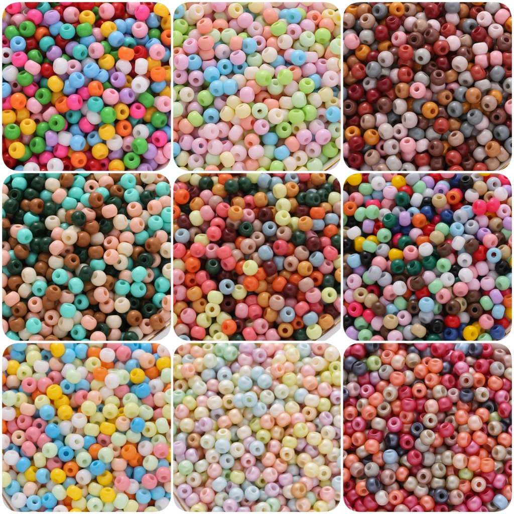 St. kunkka ลูกปัดข้าวแก้วเกรด A 100 ชิ้น 4 มิลลิเมตรลูกปัดทรายผสมสีสําหรับสร้อยคอ DIY