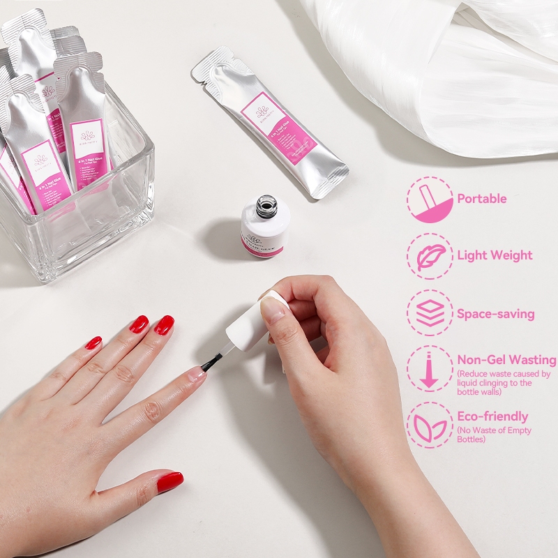 BORN PRETTY 6-in-1 Strong Nail กาวเจลยาทาเล็บเติมฟังก์ชั่นโปร่งใสเจลความหนาฐานยาง Rhinestone กาว 15g - รูปที่ 4