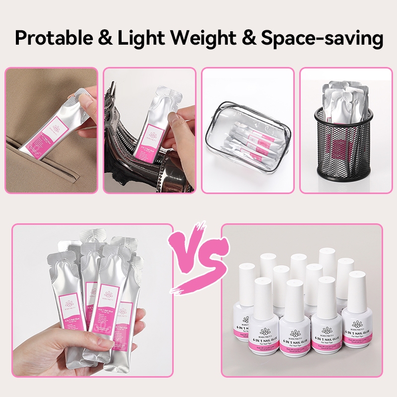 BORN PRETTY 6-in-1 Strong Nail กาวเจลยาทาเล็บเติมฟังก์ชั่นโปร่งใสเจลความหนาฐานยาง Rhinestone กาว 15g - รูปที่ 5