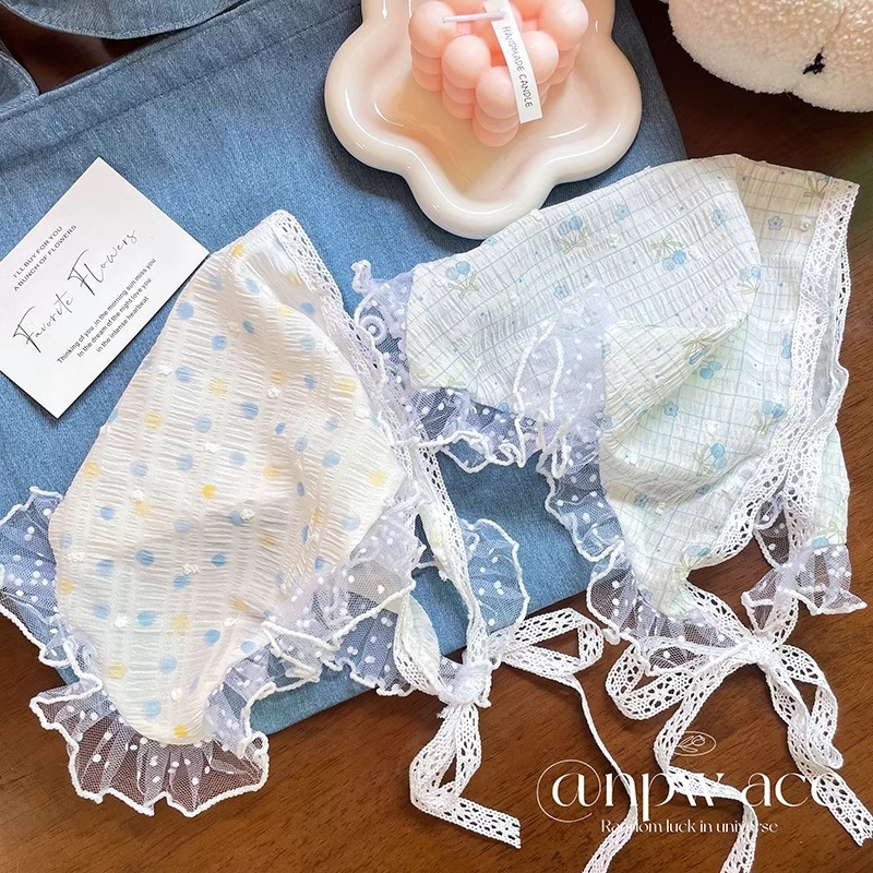 โรแมนติกสไตล์พระดอกไม้ลูกไม้สามเหลี่ยมผ้าพันคอคาดศีรษะโมริหวานผ้าคลุมศีรษะ อุปกรณ์เสริม.style.ผม - รูปที่ 7