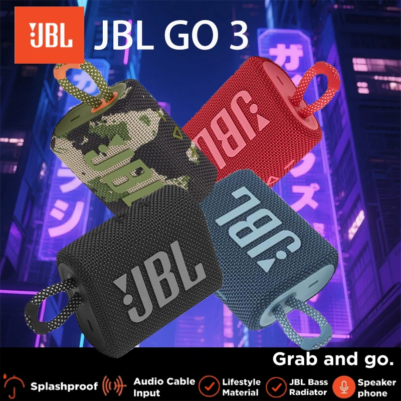 JBL GO 3 - บลูทูธไร้สาย กันน้ํา IP67 แบตเตอรี่ 12H | เหมาะสําหรับงานปาร์ตี้กลางแจ้งและสระน้ํา!