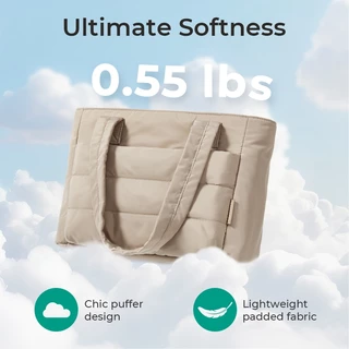 BAGSMART Tote Bag สําหรับผู้หญิง, กระเป๋าโท้ทพองน้ําหนักเบาพร้อมช่องใส่ของ, กระเป๋าถือกระเป๋าสะพายผ้านวมสําหรับเดินทาง, ทํางาน