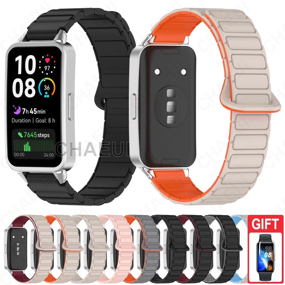 สายรัดซิลิโคนสายรัดข้อมือสีคู่อุปกรณ์เสริมสร้อยข้อมือสําหรับ Huawei Band 11 Pro 10 9 8