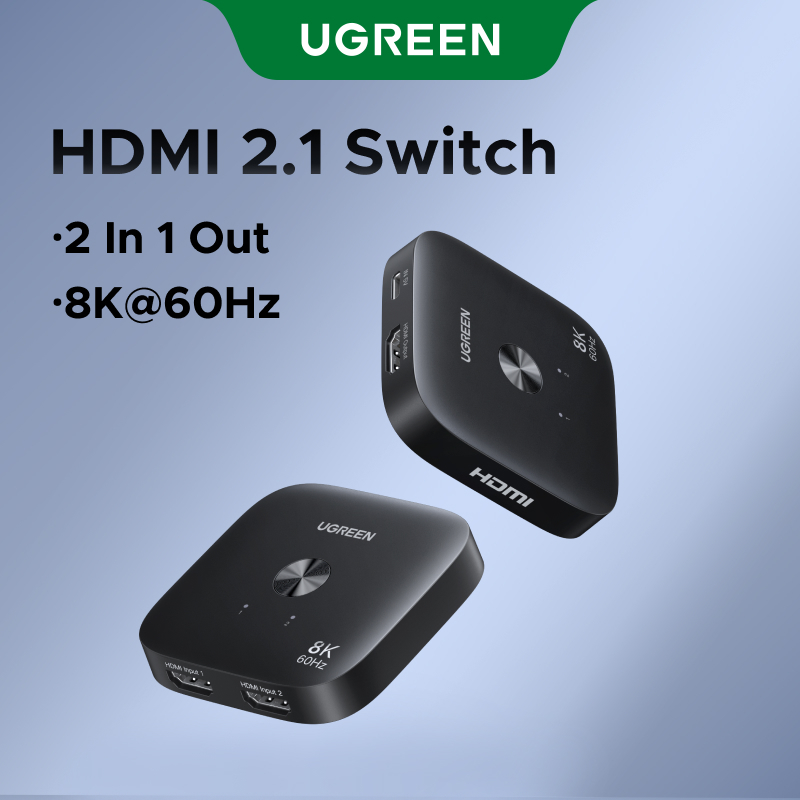 UGREEN สวิตช์ HDMI 2 In 1 Out 8K@60Hz 4K@120Hz 1080P@240Hz | อัตรารีเฟรชสูง | ความเข้ากันได้กว้าง | 
