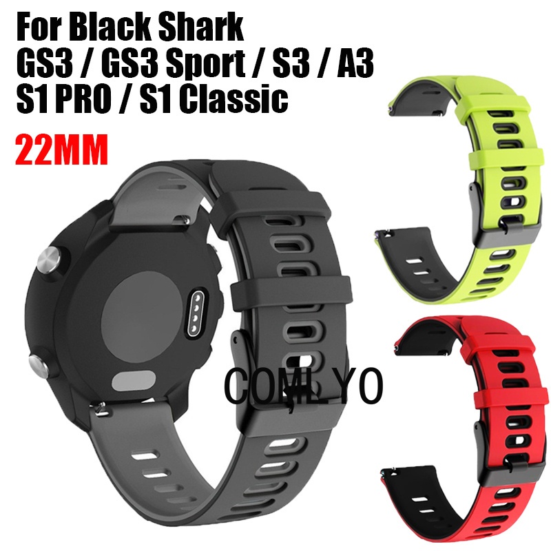 For Black Shark GS3 Sport A3 S3 S1 PRO Classic คลาสสิกสมาร์ทสายนาฬิกา Soft Band ผู้หญิงผู้ชายสายรัดข้อมือซิลิโคน 22 มม.