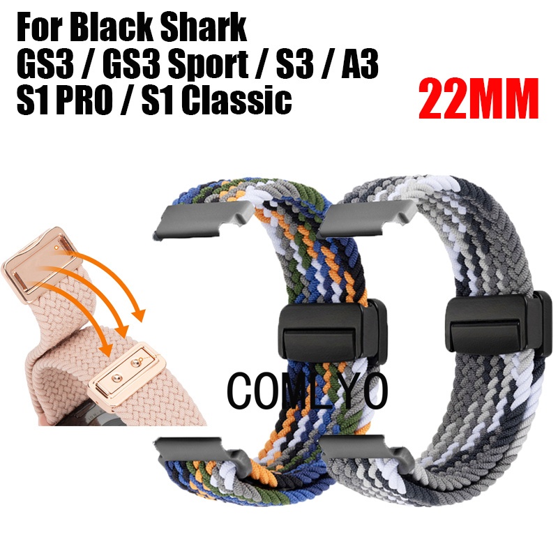For Black Shark GS3 Ultra Sport A3 S3 S1 PRO Classic คลาสสิกสมาร์ทสายนาฬิกาไนลอนแม่เหล็กหัวเข็มขัดนุ่มสายรัดข้อมือผู้ชาย 22 มม.