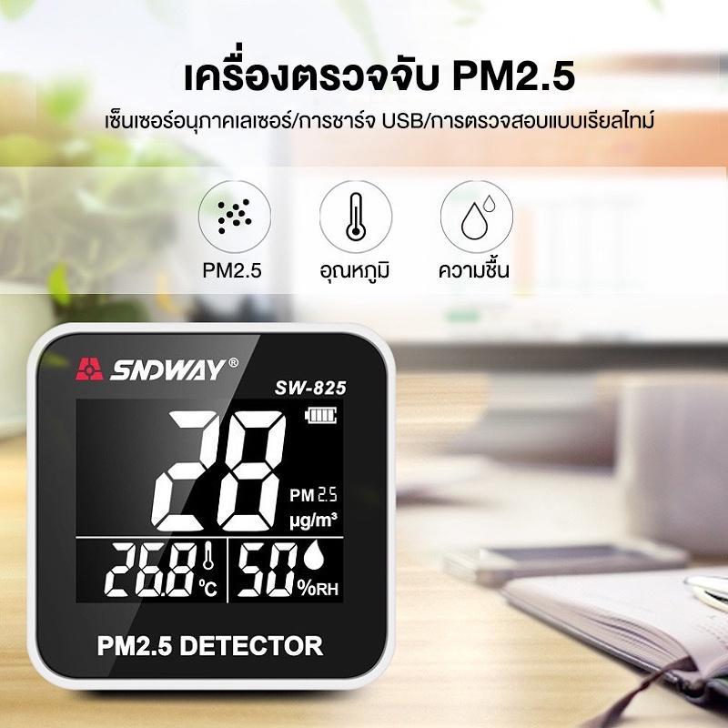 📦พร้อมแล้ว📦 SNDWAY MODEL SW-825 PM2.5 เครื่องตรวจจับฝุ่น ตัวป้องกันหน้าจอ BADGE