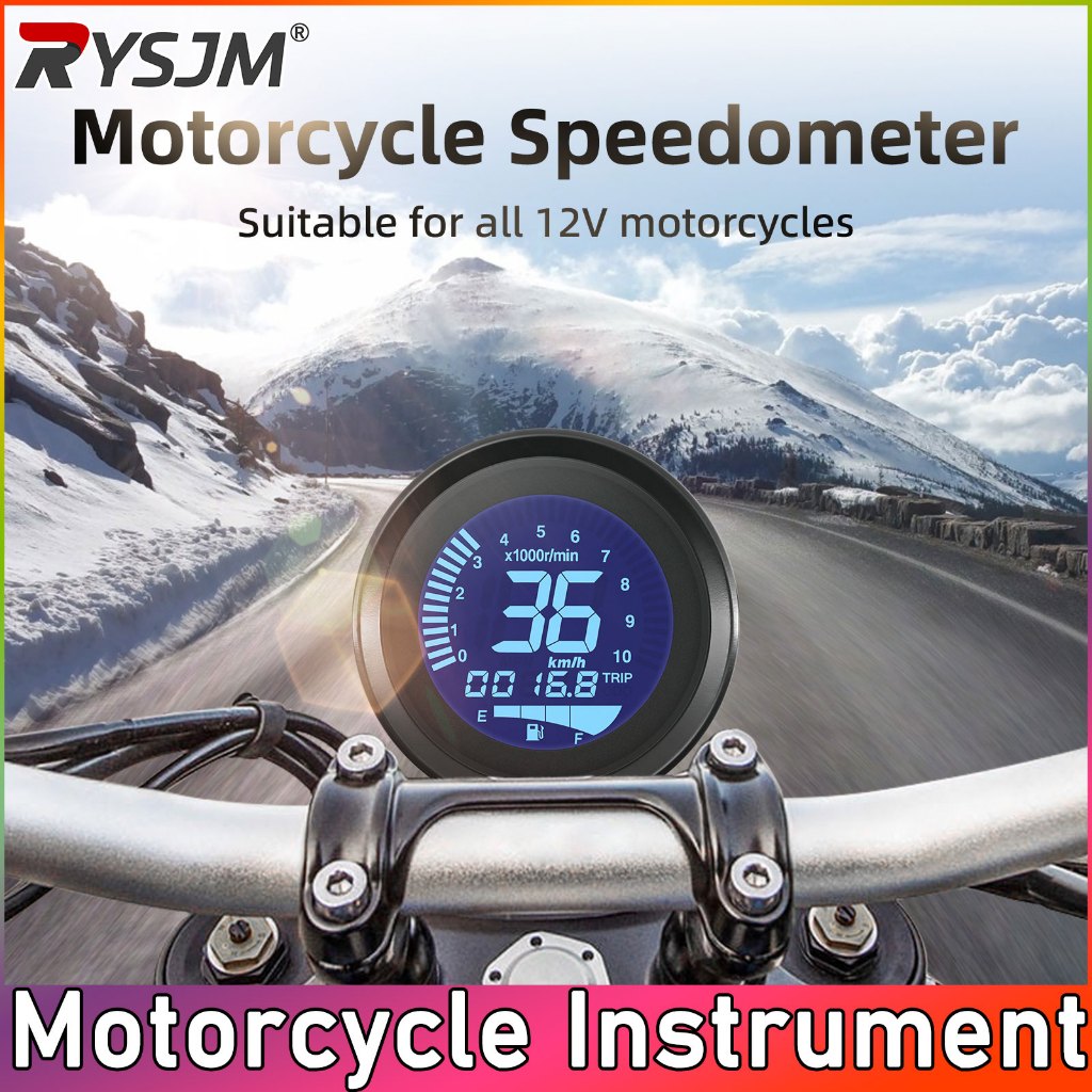 7 สี Backlight รถจักรยานยนต์ Speedometer Meter 12V ความเร็ว RPM TRIP ODO น้ํามันระดับดิจิตอลวัดระยะทาง Tachometer Indicator
