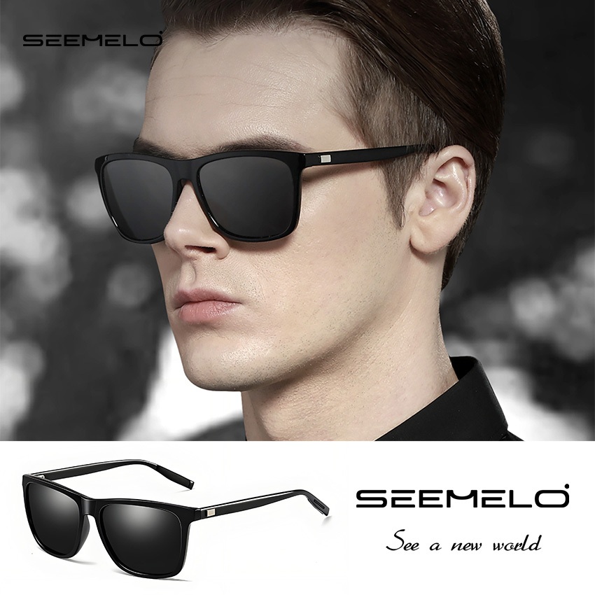 SEEMELO แฟชั่นแว่นกันแดดโพลาไรซ์แสงอัลตร้าขับรถแว่นกันแดดย้อนยุคกรอบสแควร์แว่นกันแดดกีฬาแว่นกันแดด ยูวี400แว่นกันแดดขี่จักรยานขี่วิ่งแว
