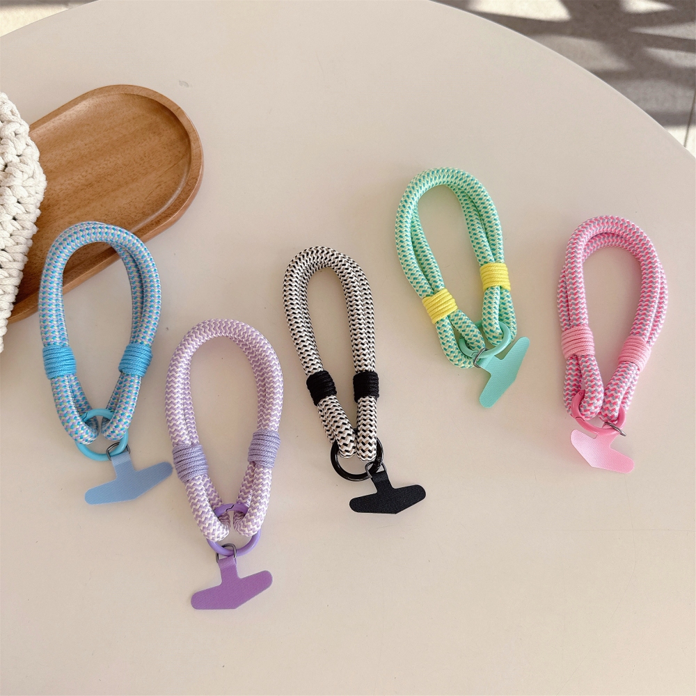 ข้อมือโทรศัพท์มือถือสายสั้นพวงกุญแจด้ายเชือกเส้นเล็กสีอุปกรณ์เสริมในรถยนต์ประณีตแขวนเครื่องประดับกระเป๋าตกแต่งของขวัญ