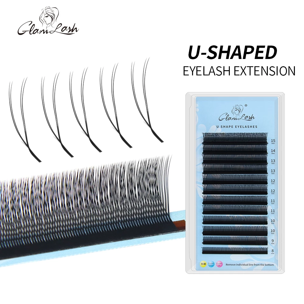 GLAMLASH U รูปร่าง YY ขนตาปลอม 8-15 มม.ผสม CD Curl เคล็ดลับคู่ Lashes Extension Hand-wowen ขนตาส่วนบุคคล