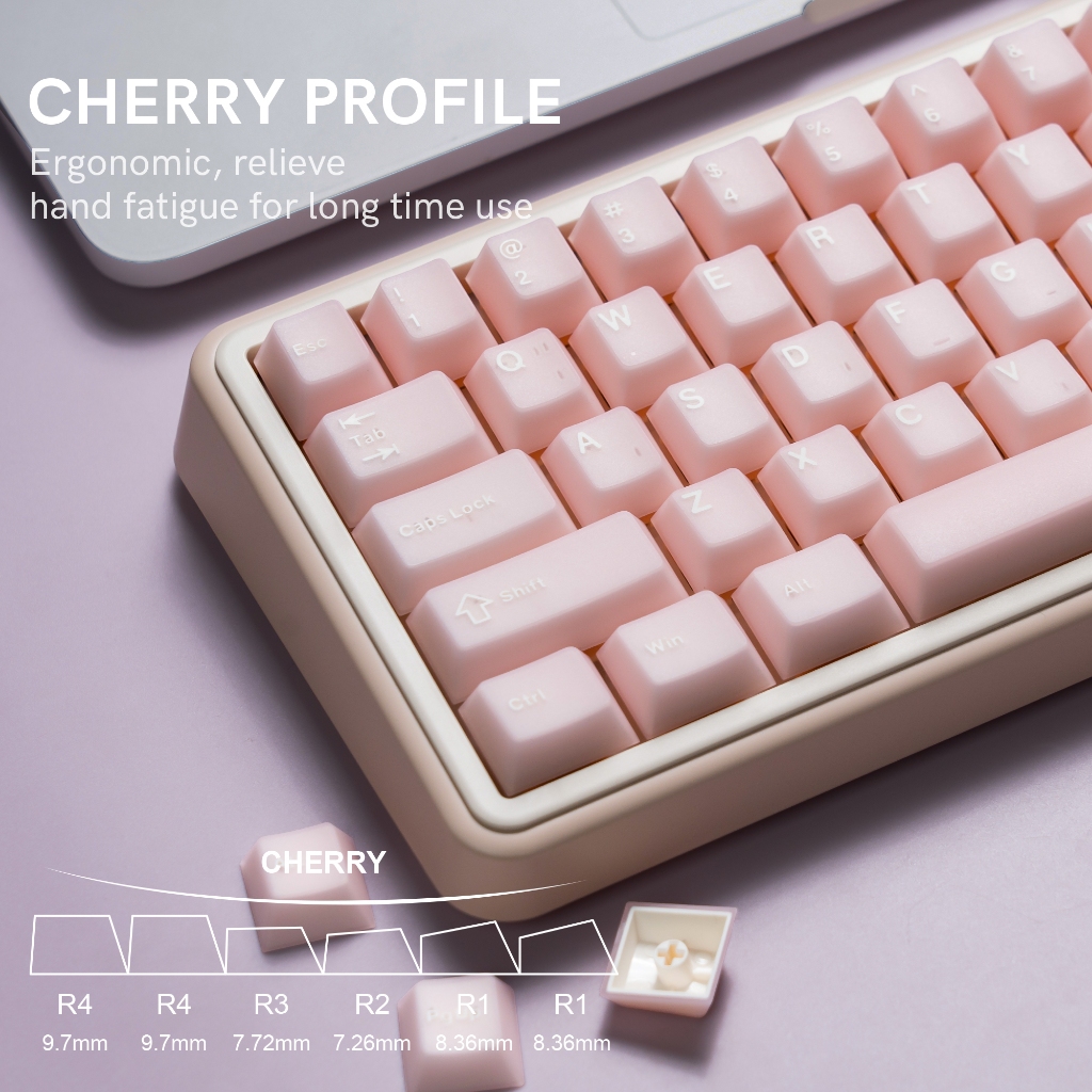 121 คีย์หยกสีชมพู Double Shot PBT Keycaps สําหรับ Cherry Gateron MX Switches คีย์บอร์ดเกมกล - รูปที่ 5