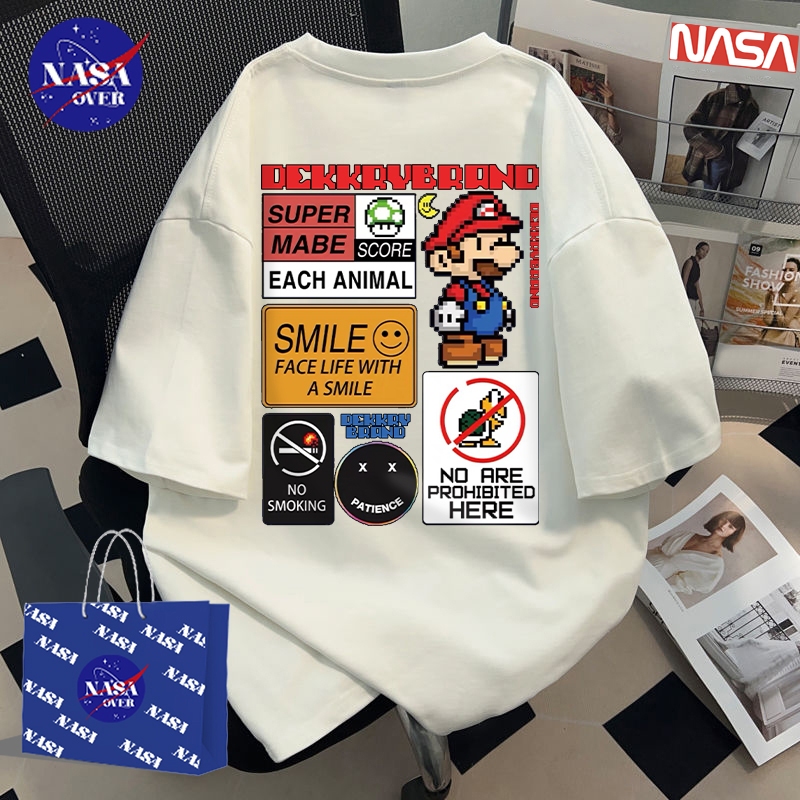 【พร้อมส่ง】🔥NASA ทรงโอเวอร์ไซส์ เสื้อยืด ผ้าฝ้ายแท้100% คอกลม แขนสั้น 🧨ลายพิมพ์แมรี่ ใส่ได้ทั้งชายหญิง YG1021 - รูปที่ 5