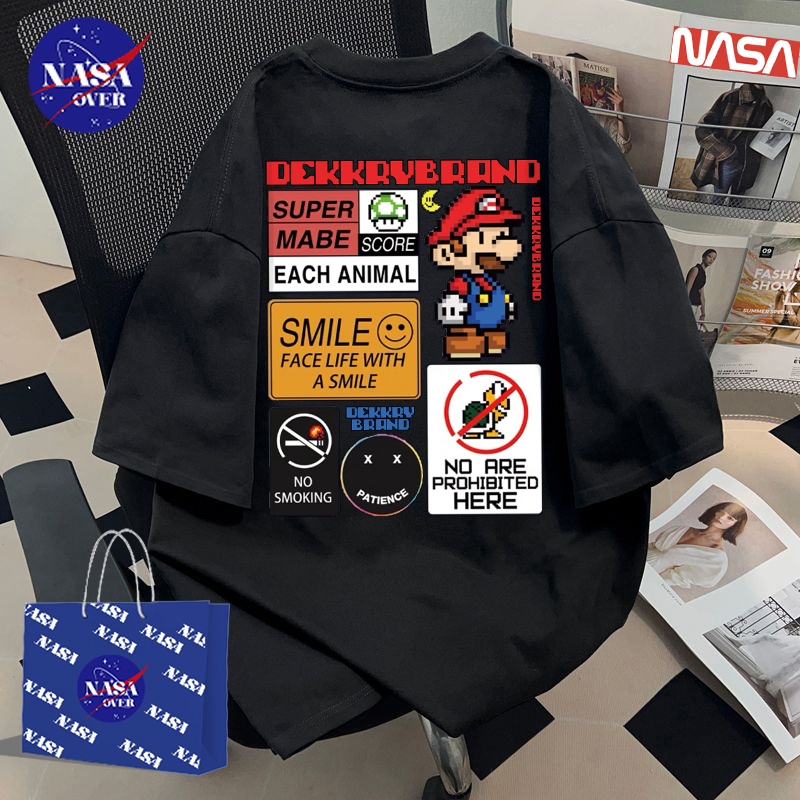 【พร้อมส่ง】🔥NASA ทรงโอเวอร์ไซส์ เสื้อยืด ผ้าฝ้ายแท้100% คอกลม แขนสั้น 🧨ลายพิมพ์แมรี่ ใส่ได้ทั้งชายหญิง YG1021